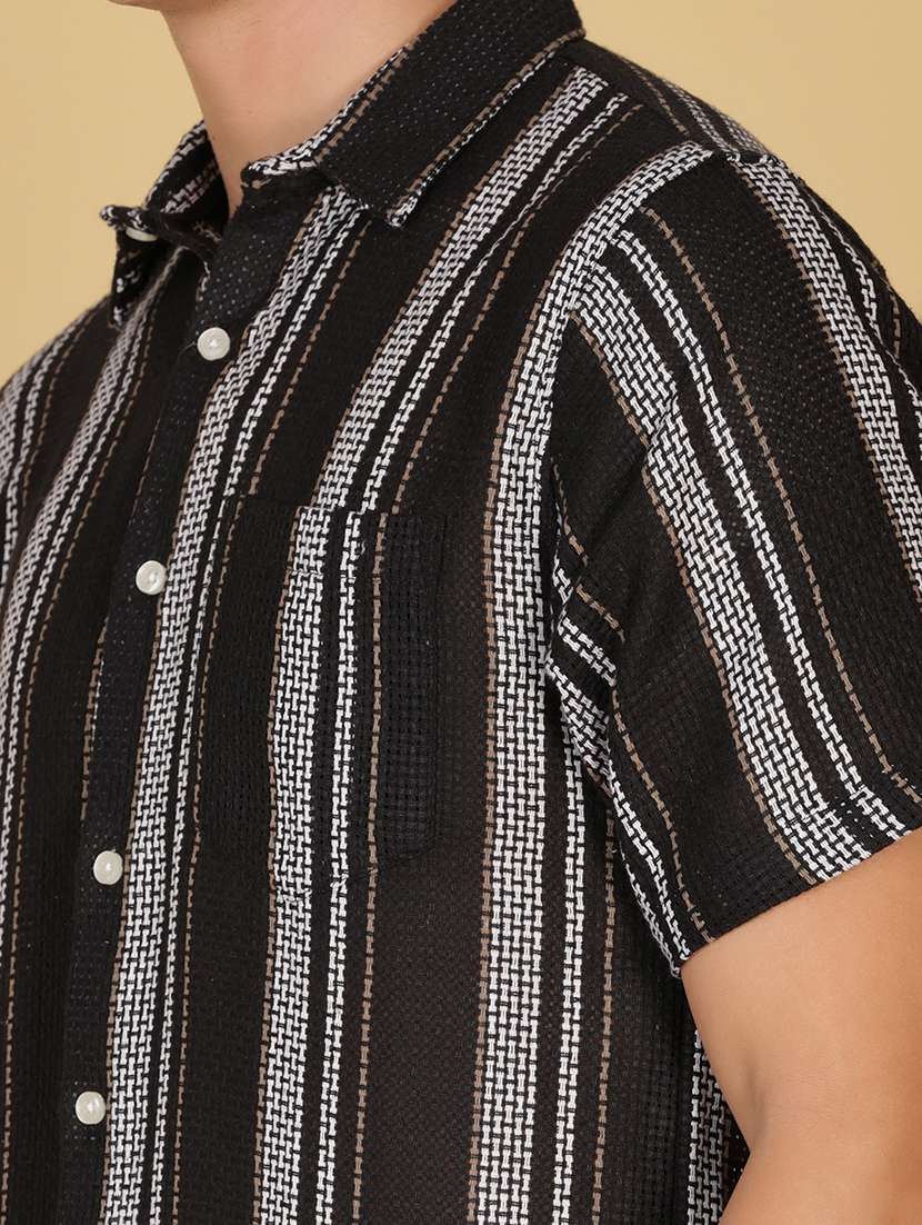 men striped short sleeve regular fit casual shirt - 21906391 -  Standard Image - 5