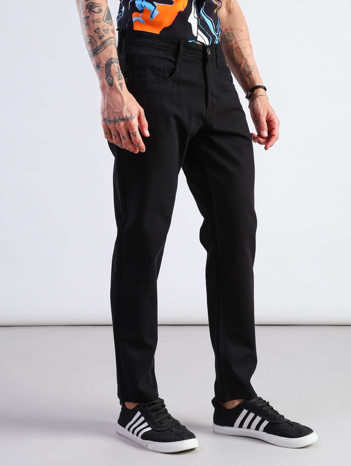 men solid mid rise chinos casual trouser - 21906408 - Standard Image - 3
