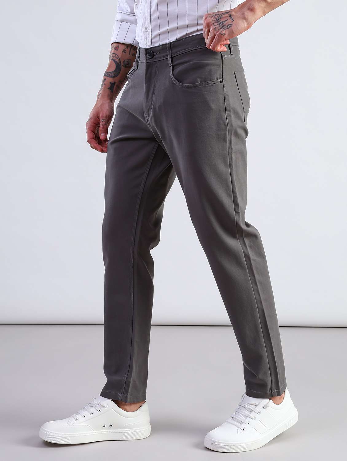 men solid mid rise chinos casual trouser - 21906412 -  Standard Image - 5