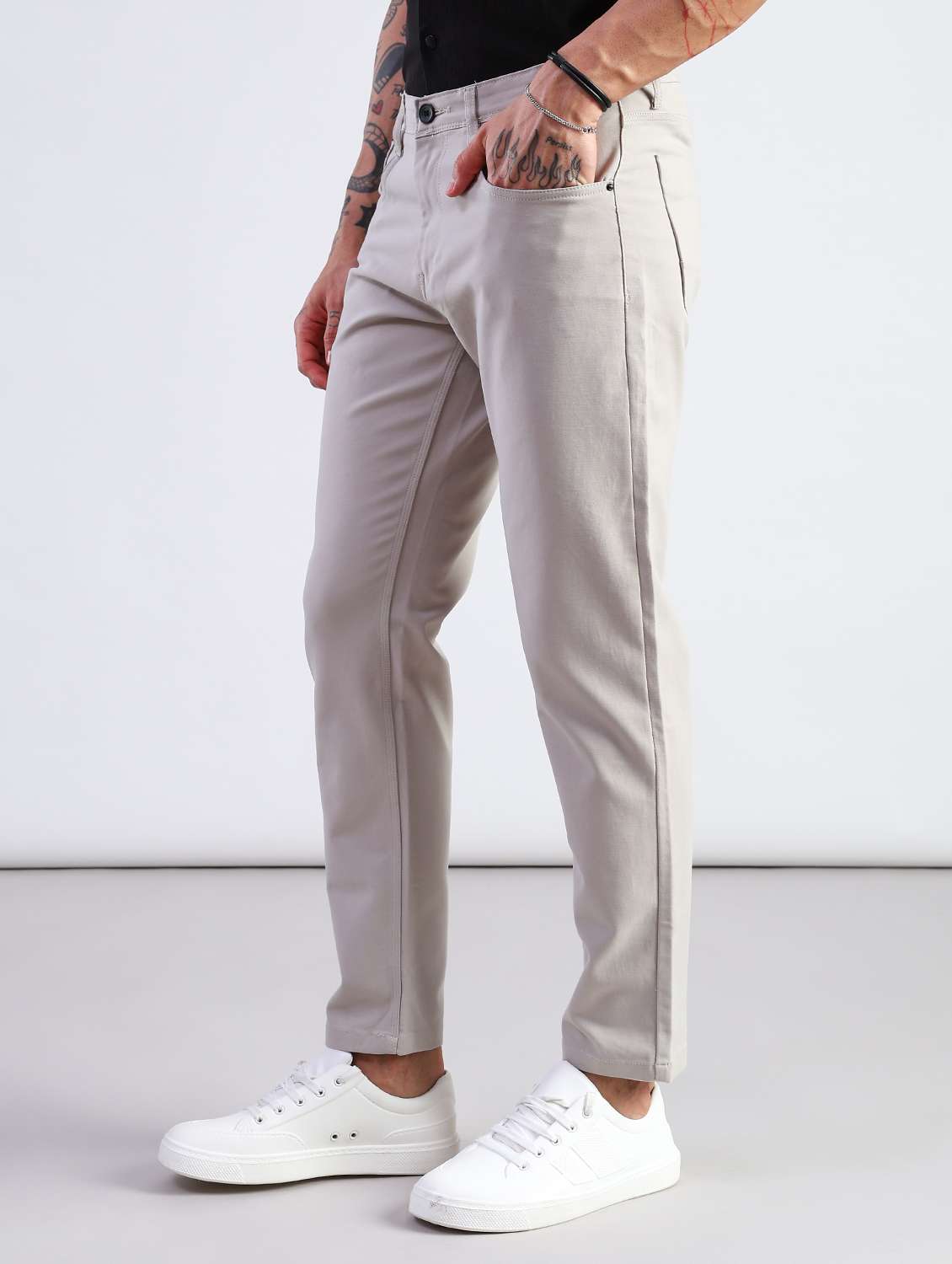 men solid mid rise chinos casual trouser - 21906414 -  Standard Image - 5