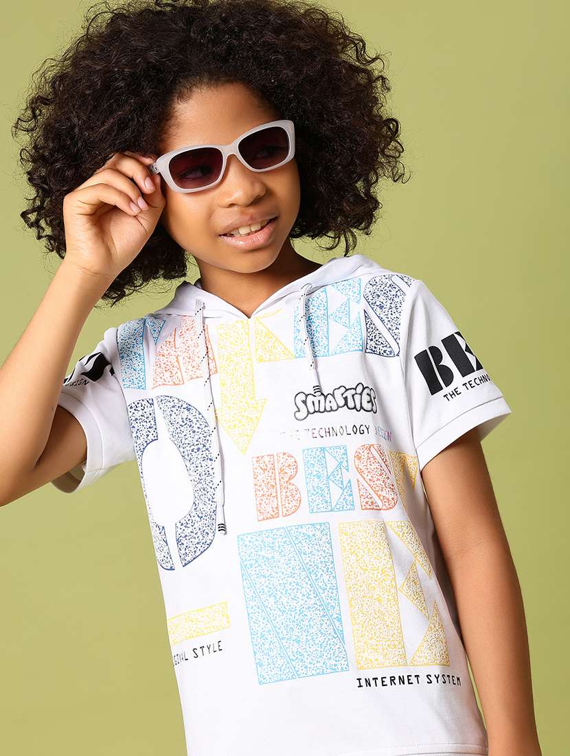 boys printed short sleeve hooded t-shirt