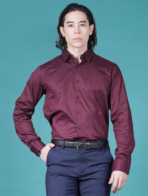 men solid long sleeve slim fit formal shirt - 21906420 -  Standard Image - 0