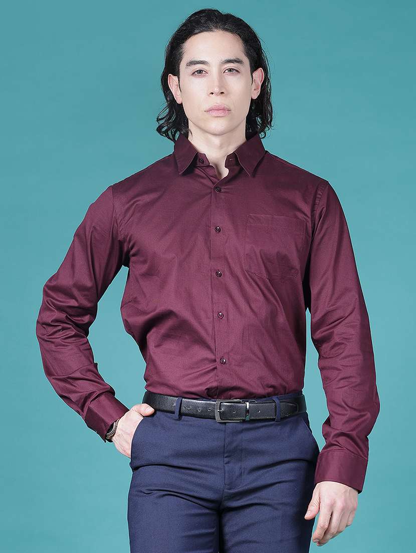 men solid long sleeve slim fit formal shirt - 21906420 -  Zoom Image - 0