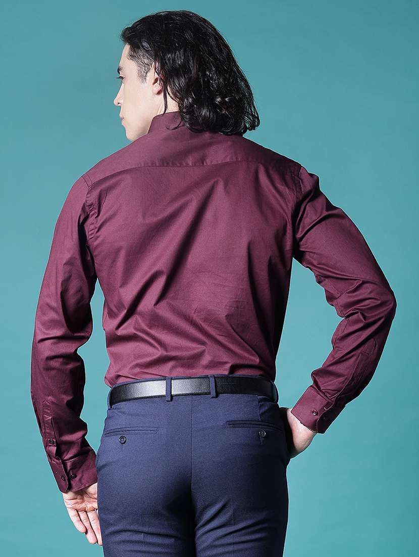 men solid long sleeve slim fit formal shirt - 21906420 -  Standard Image - 3