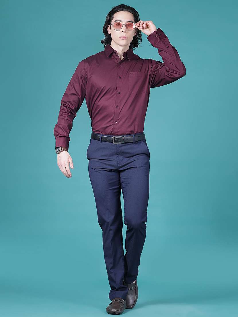 men solid long sleeve slim fit formal shirt - 21906420 -  Standard Image - 5