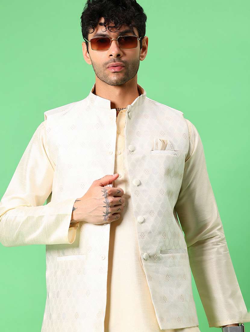 men long sleeve kurta and pyjama set with jacket - 21906467 -  Standard Image - 5