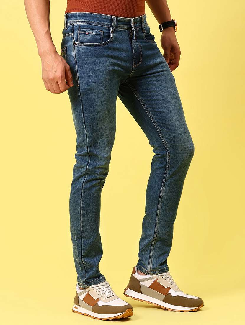 men's blue slim fit denim casual jeans - 21906499 - Standard Image - 3
