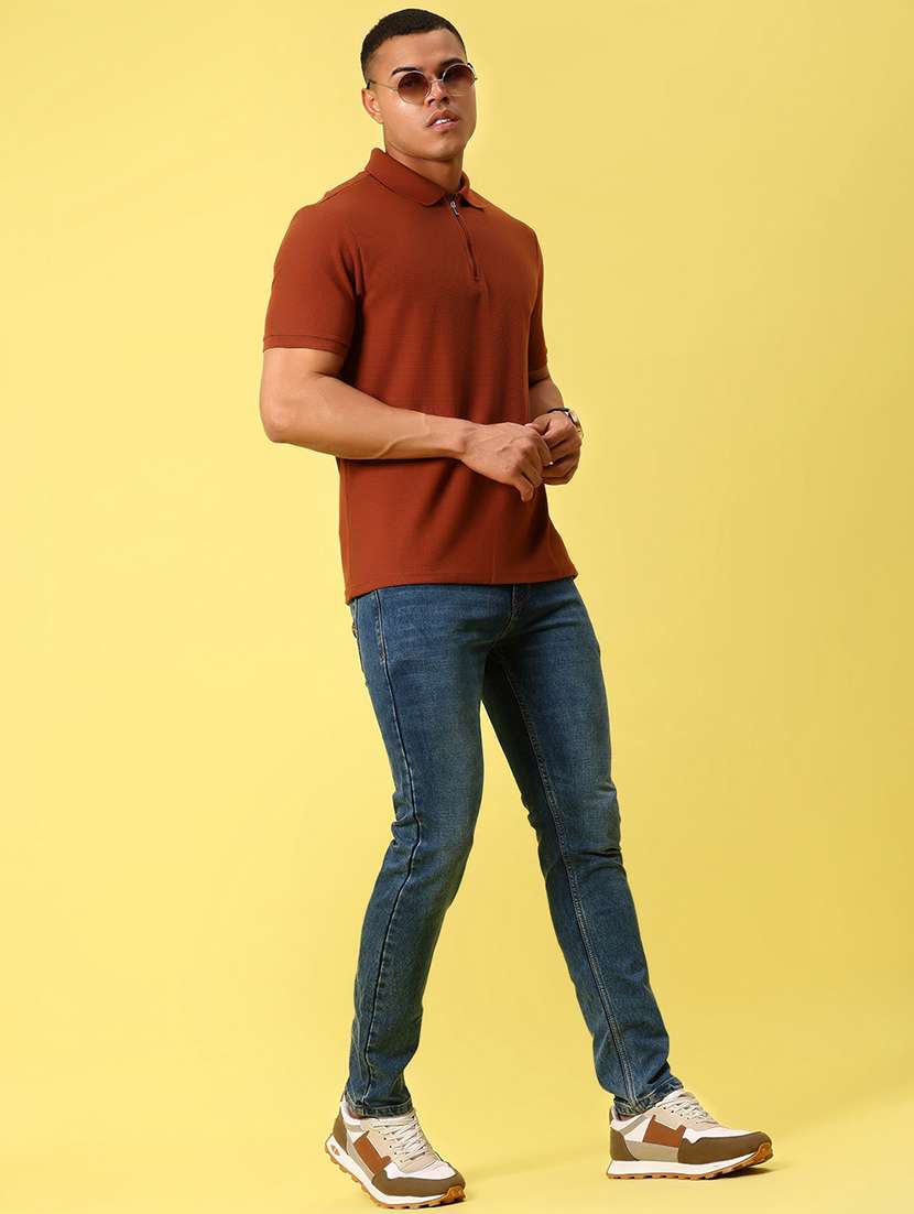 men's blue slim fit denim casual jeans - 21906499 - Standard Image - 5