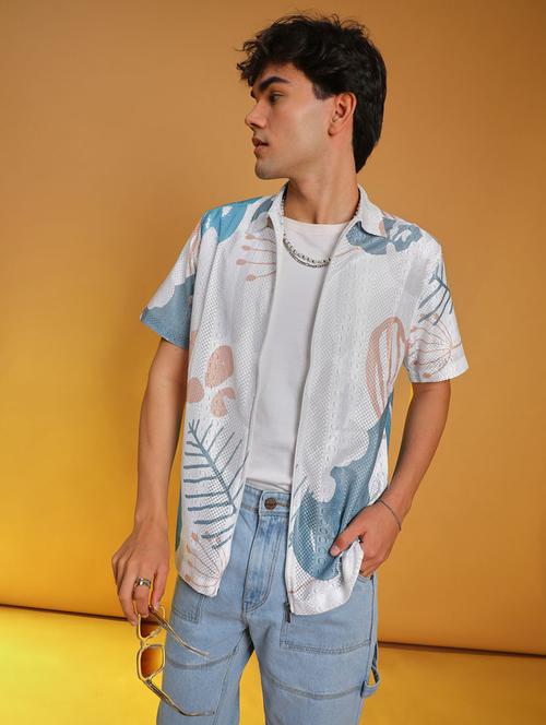men printed short sleeve regular fit casual shirt - 21906566 - Standard Image - 0