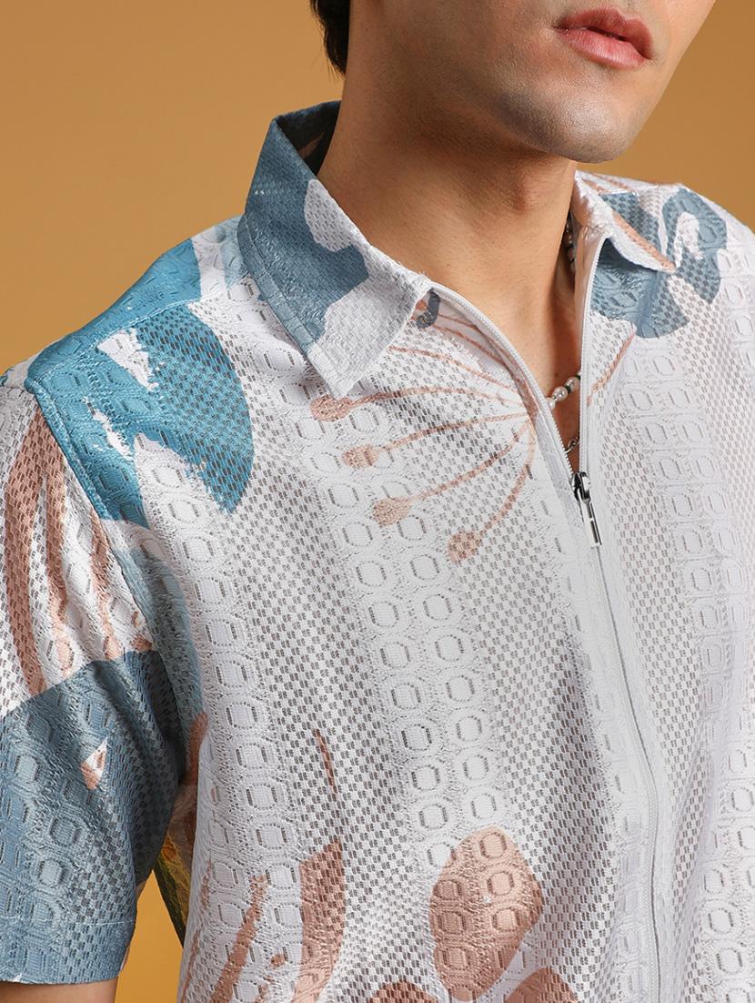 men printed short sleeve regular fit casual shirt - 21906566 - Standard Image - 5