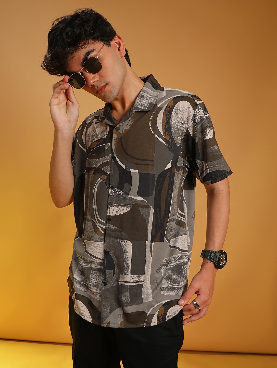 olive cotton casual shirt - 21906567 - Zoom Image - 0