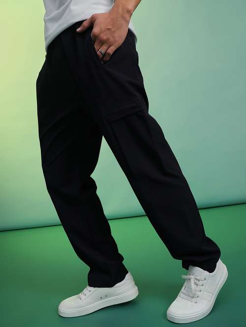 navy blue nylon track pant - 21906575 - Standard Image - 0