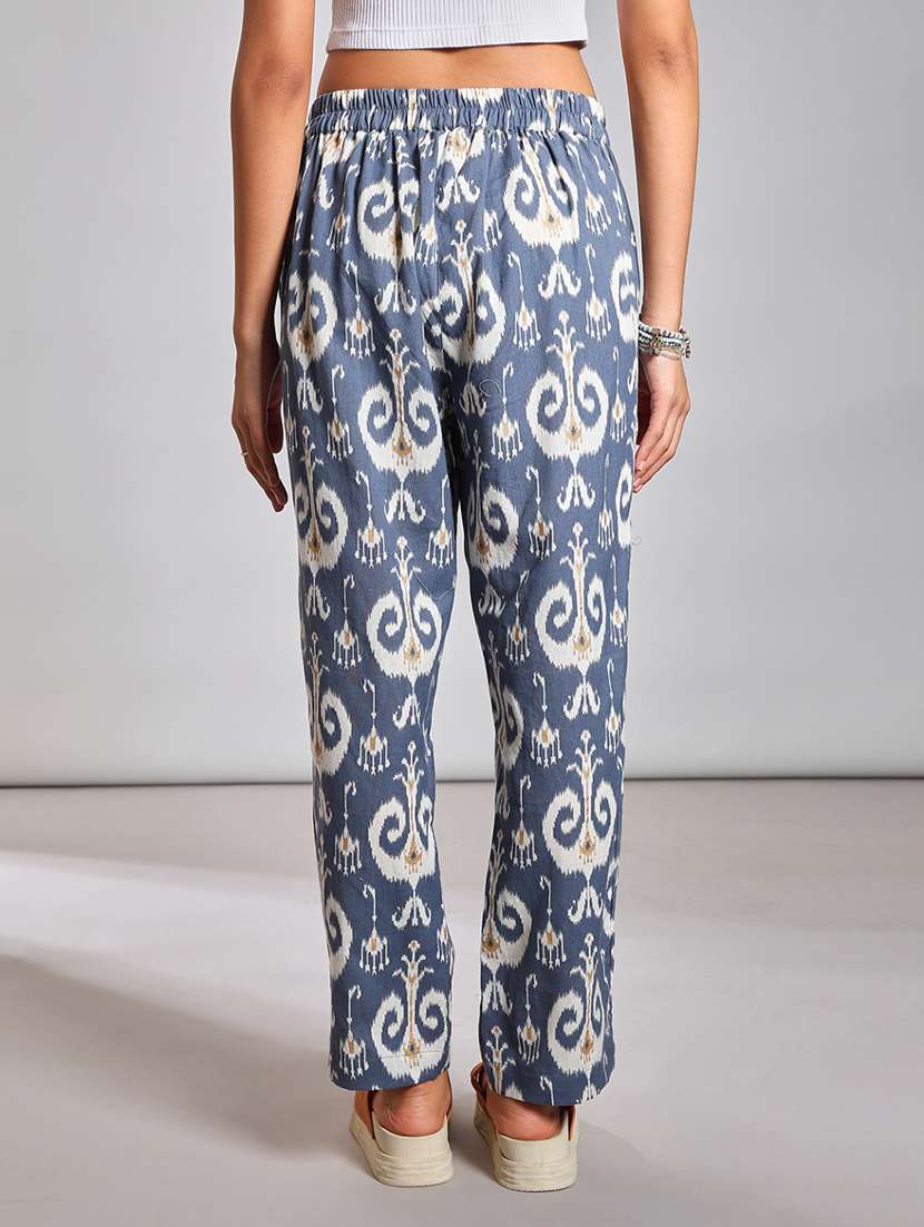women ikat printed mid rise pleated trouser - 21906645 -  Standard Image - 3
