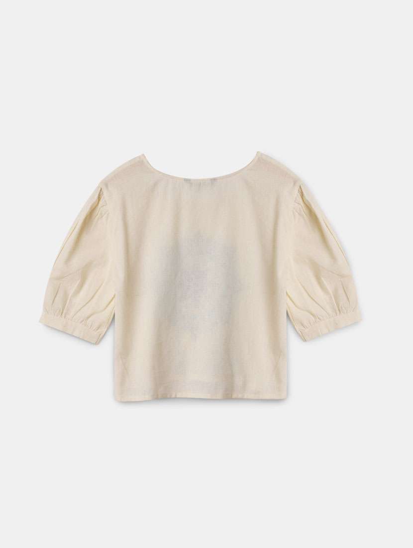 women off white embroidered round neck crop top - 21906647 - Standard Image - 3