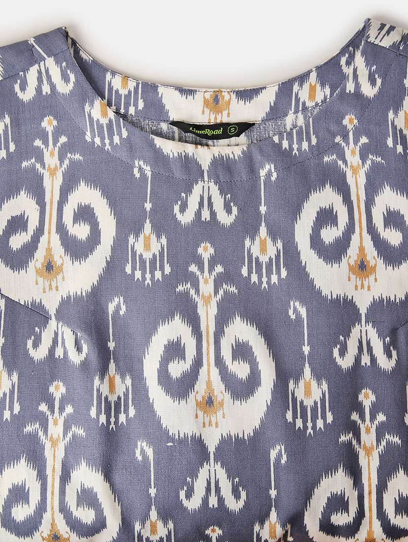 women ikat printed short sleeve a-line kurti - 21906657 - Standard Image - 5
