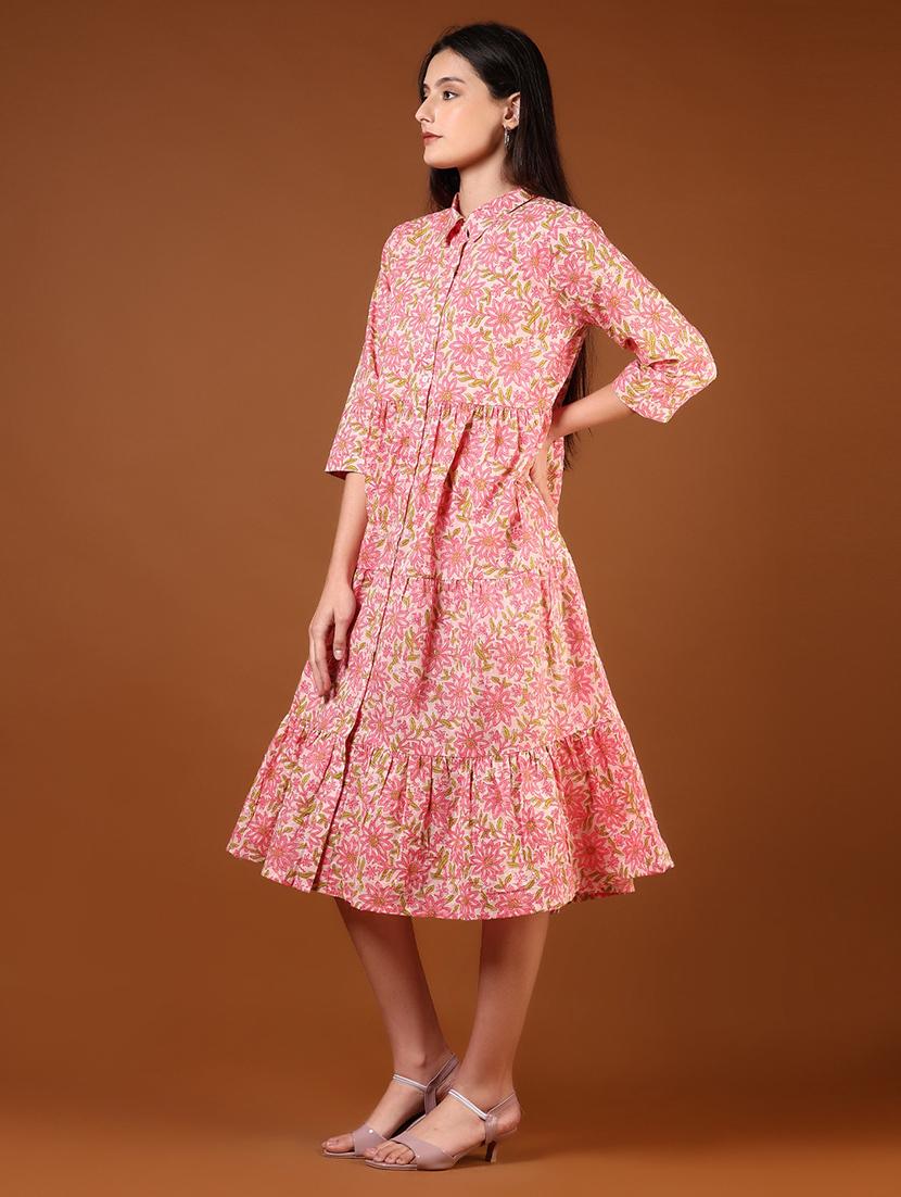 women floral print collared tiered dress - 21906671 - Standard Image - 3