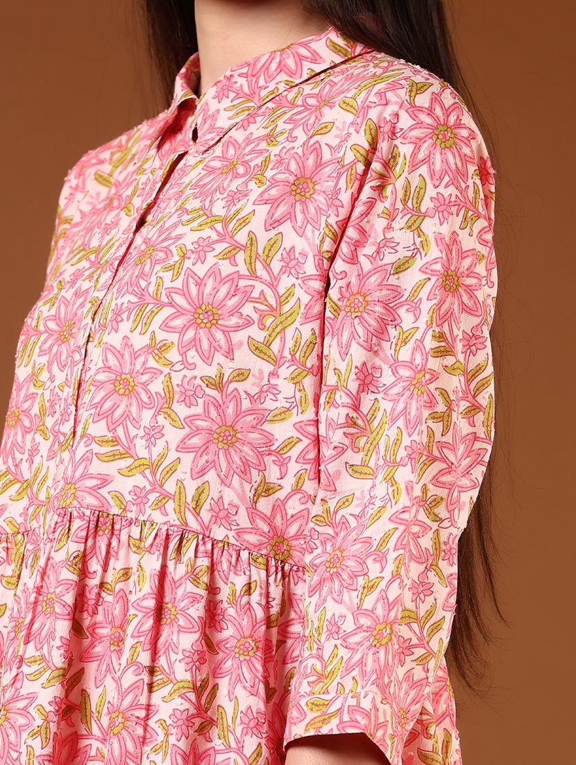 women floral print collared tiered dress - 21906671 - Standard Image - 5