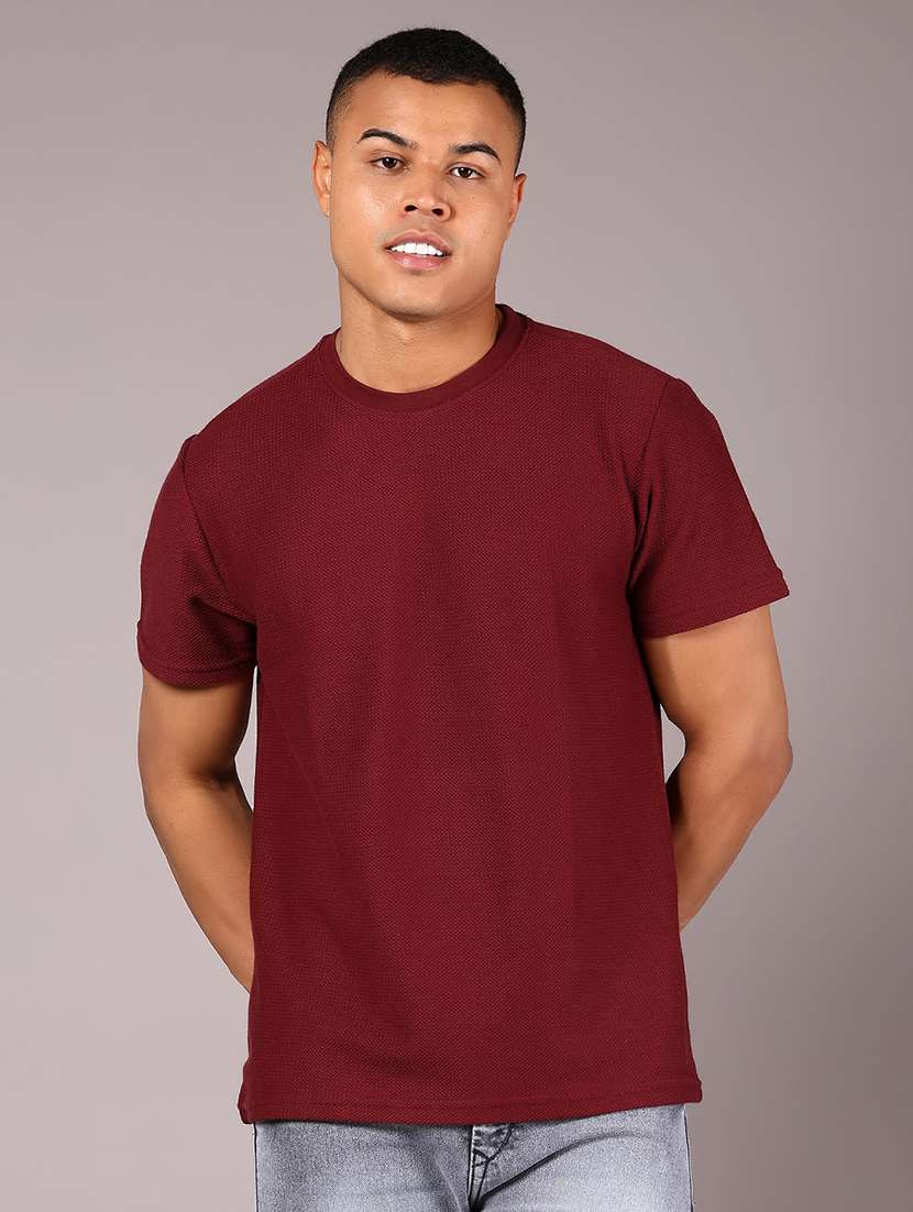 men solid short sleeve print t-shirt
