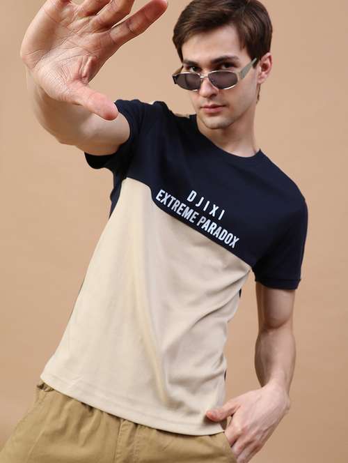 men color block short sleeve regular fit t-shirt - 21906762 - Standard Image - 0