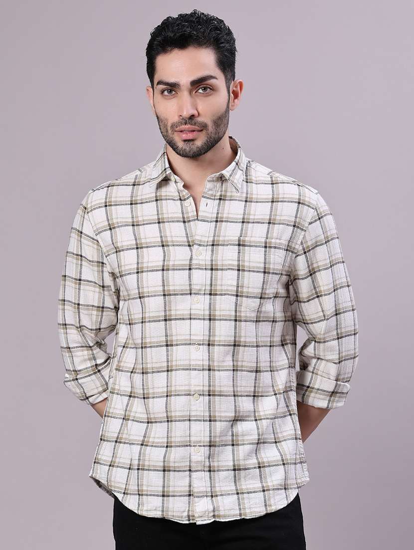 men checkered collared long sleeve shirt