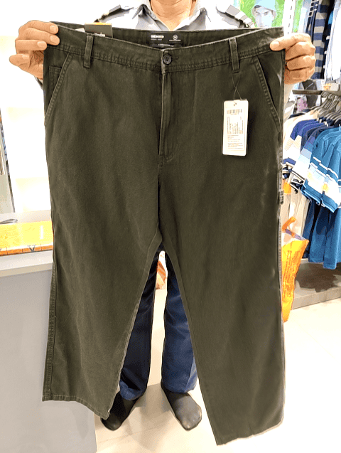 olive twill casual trousers - 21906776 - Standard Image - 0