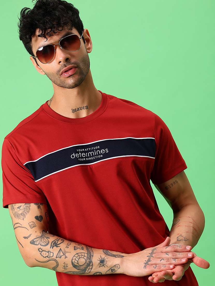 men chest print short sleeve regular fit t-shirt