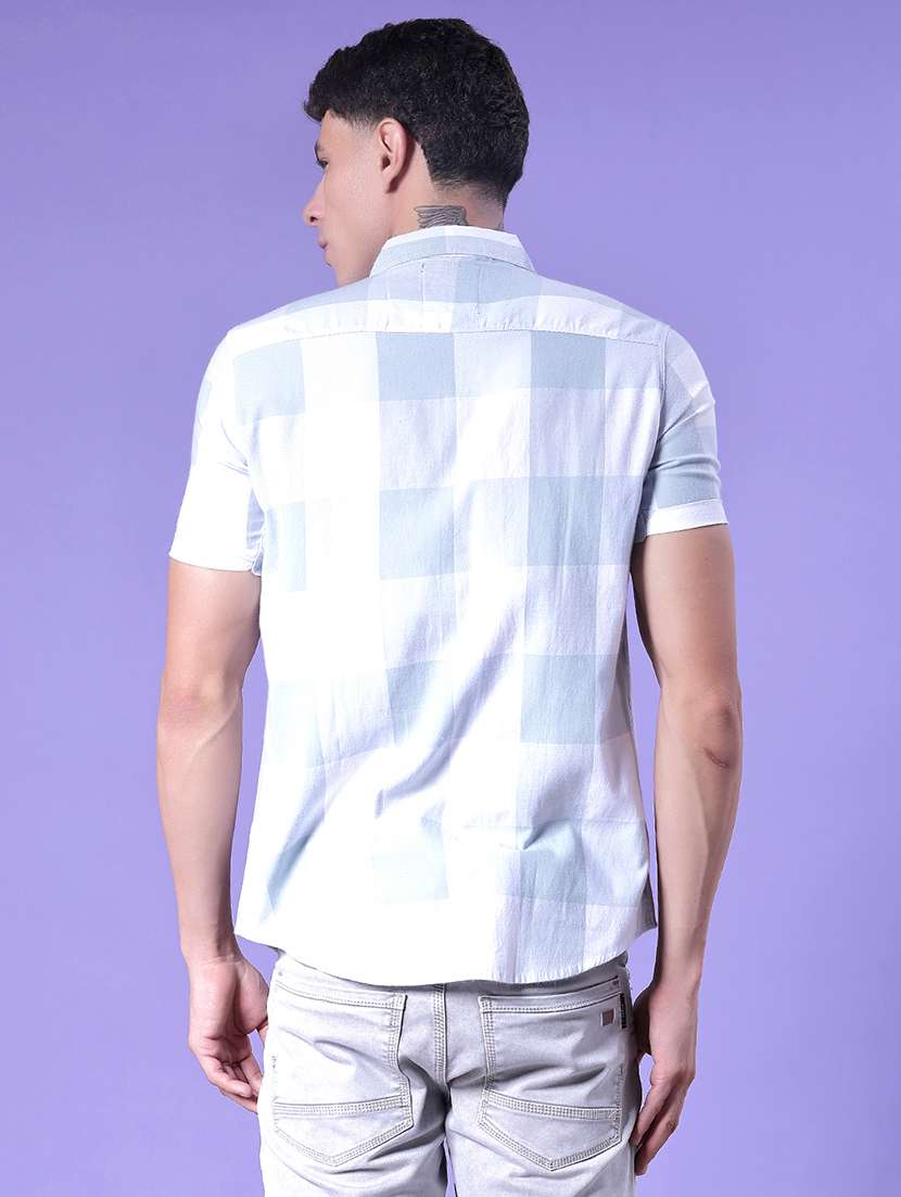 men checkered short sleeve collared shirt - 21906842 -  Standard Image - 3