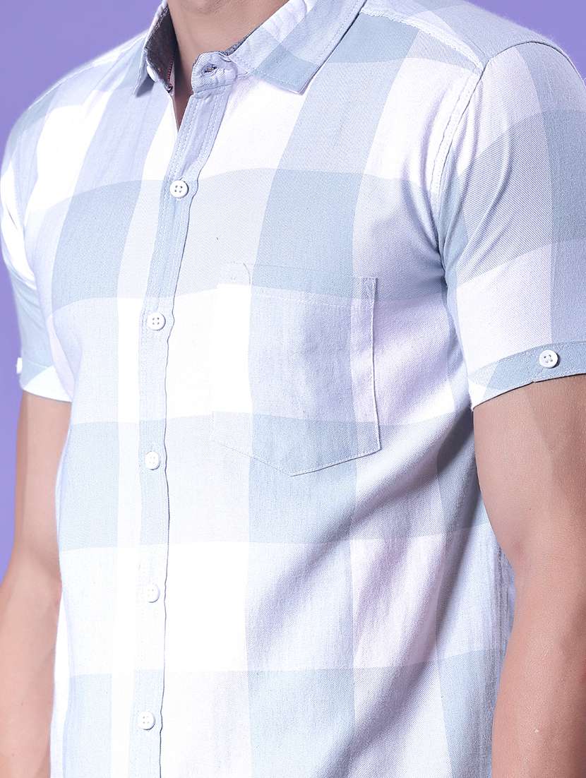 men checkered short sleeve collared shirt - 21906842 -  Standard Image - 5