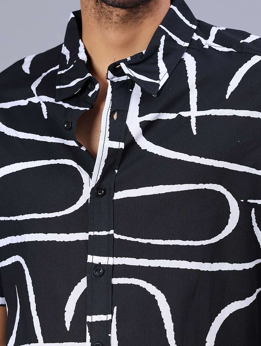 black rayon casual shirt - 21906845 -  Standard Image - 5