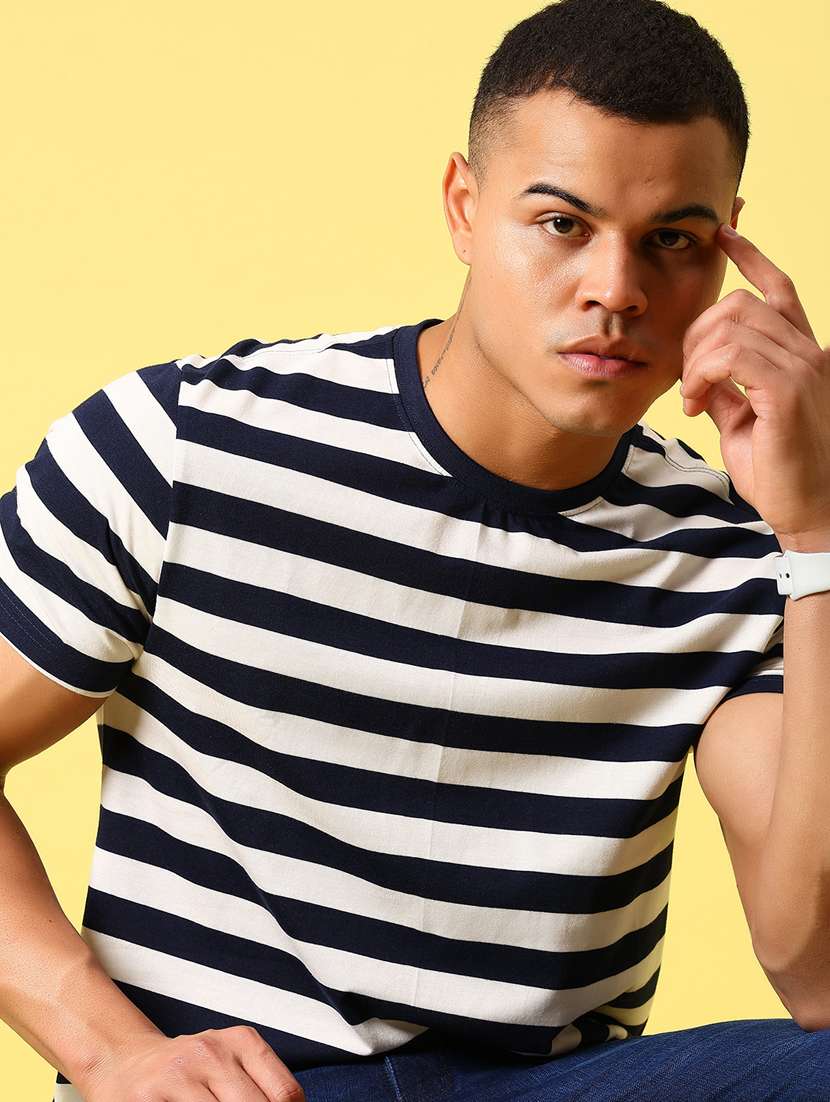 men striped short sleeve regular fit t-shirt