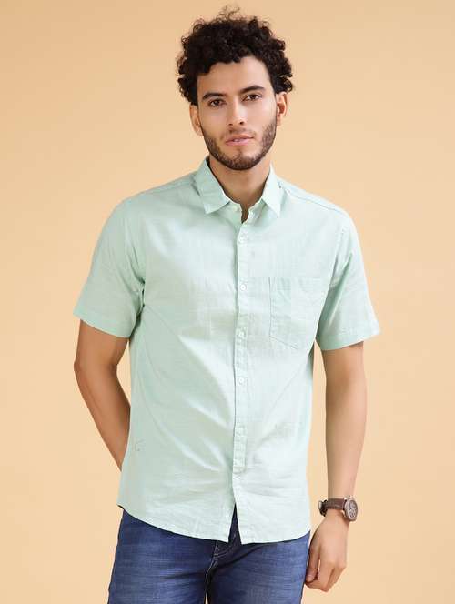 green cotton casual shirt - 21906886 - Standard Image - 0