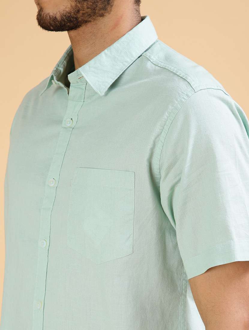 green cotton casual shirt - 21906886 - Standard Image - 5