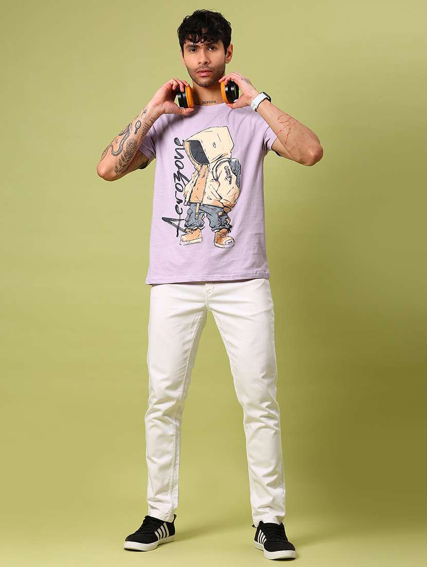 men front print round neck regular fit t-shirt - 21906900 -  Standard Image - 3