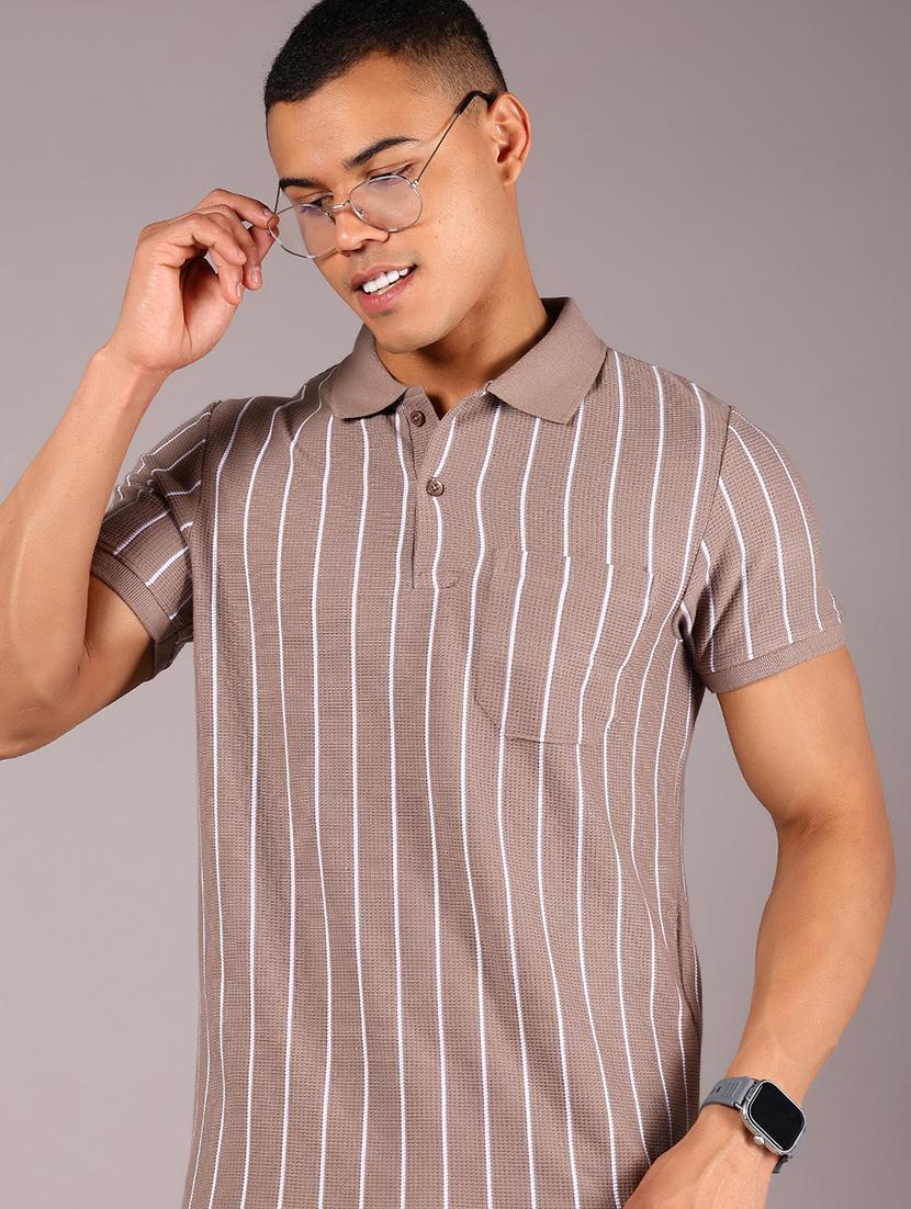 men striped short sleeve regular fit polo t-shirt - 21906914 -  Zoom Image - 0