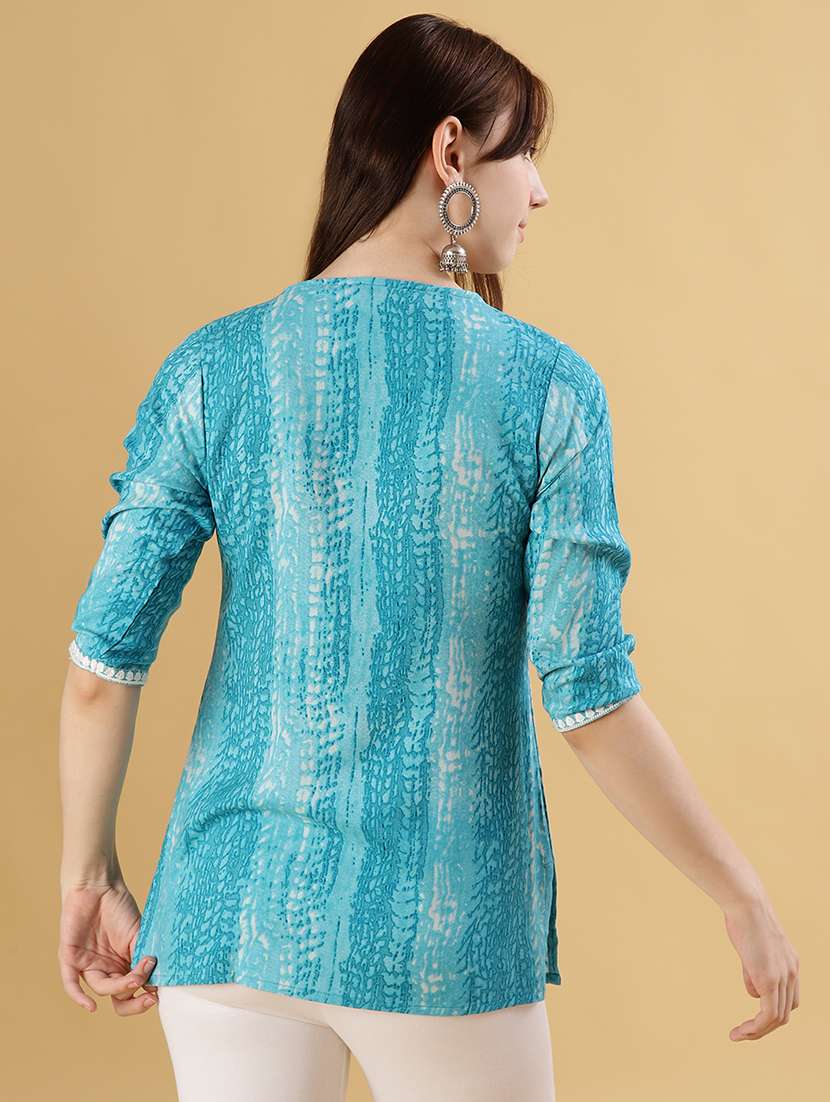 women printed three quarter sleeve kurti - 21907102 -  Standard Image - 3
