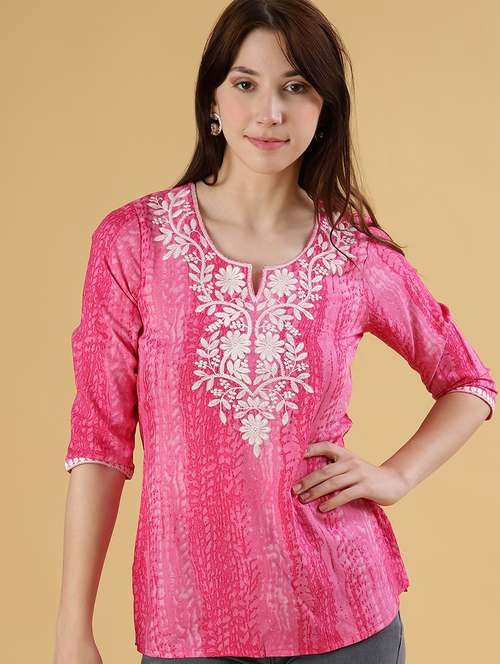 women printed three quarter sleeve kurti - 21907103 -  Standard Image - 0