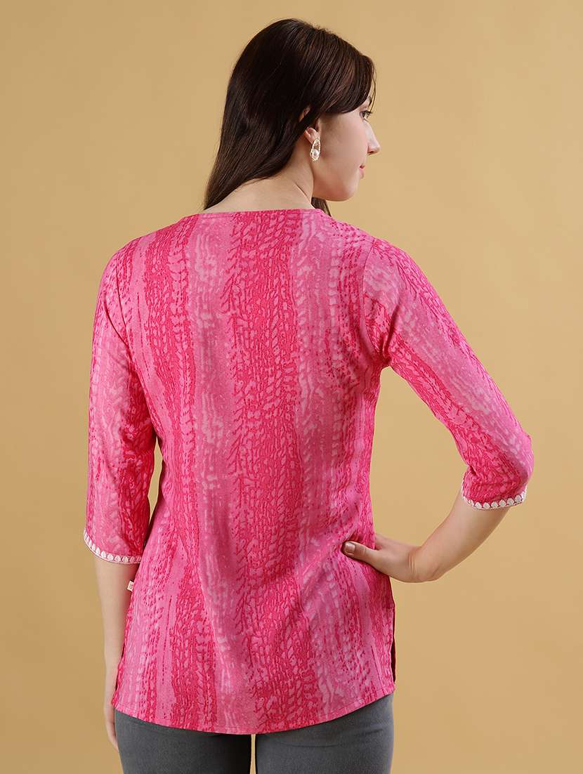 women printed three quarter sleeve kurti - 21907103 -  Standard Image - 3