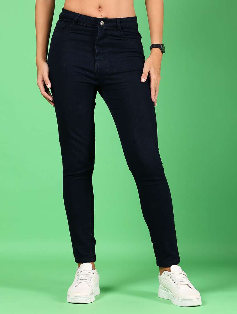 women solid mid rise slim fit jean