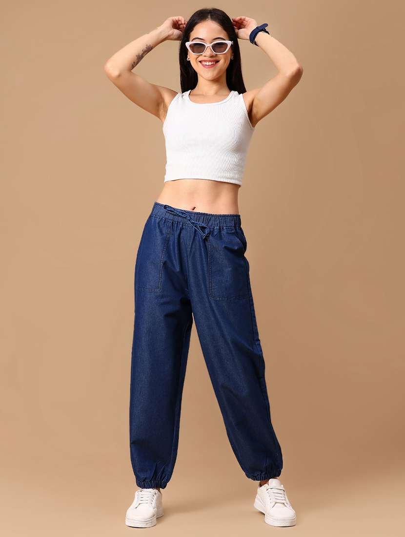 Women Blue Solid Relaxed Fit Jogger - 21907112 -  Standard Image - 3