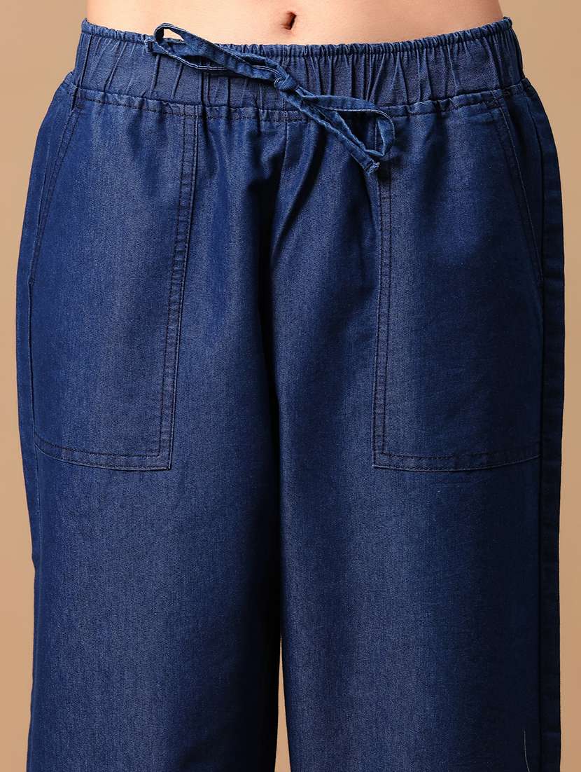 Women Blue Solid Relaxed Fit Jogger - 21907112 -  Standard Image - 5