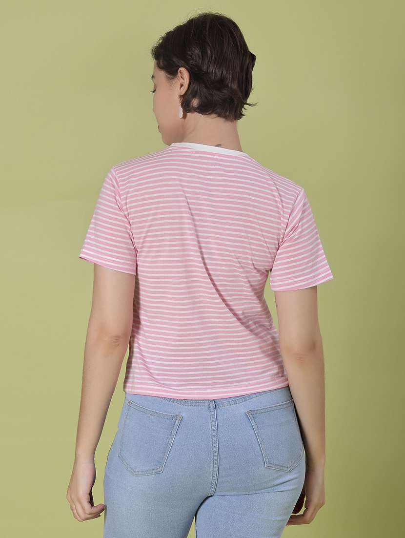 women striped short sleeve regular fit t-shirt - 21907122 -  Standard Image - 3