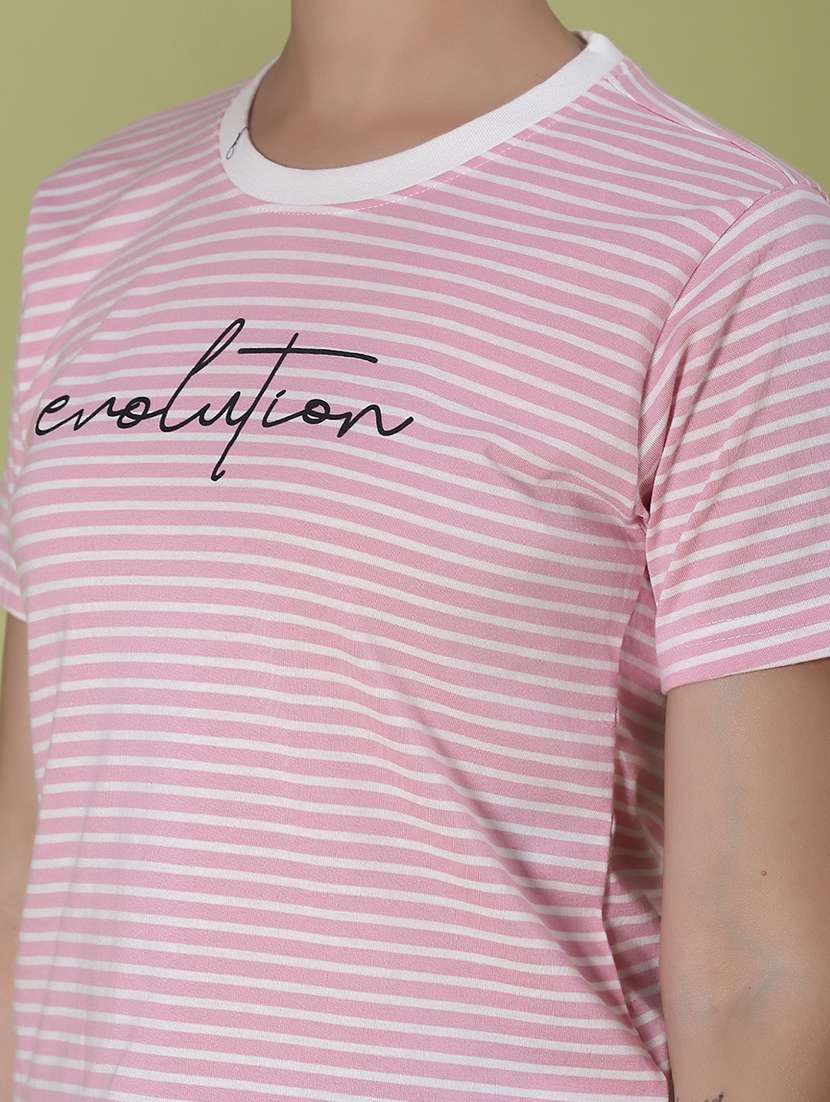 women striped short sleeve regular fit t-shirt - 21907122 -  Standard Image - 5