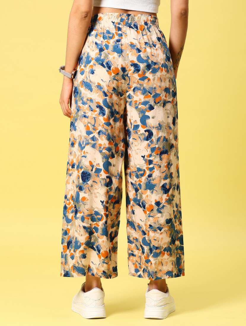 women printed mid rise straight palazzo - 21907126 - Standard Image - 3