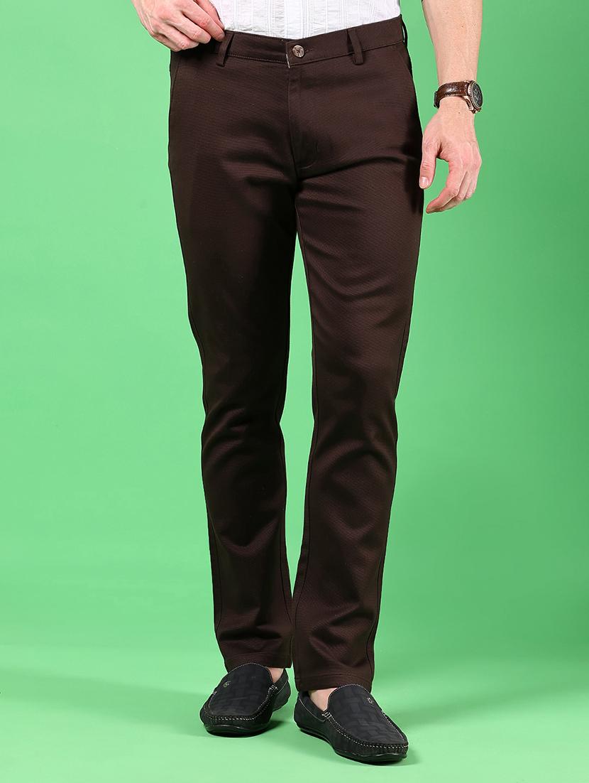 men solid md rise flat front casual chinos - 21907465 - Zoom Image - 0
