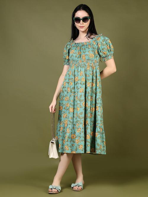 women floral printed puff sleeve tiered dress - 21907511 -  Standard Image - 0