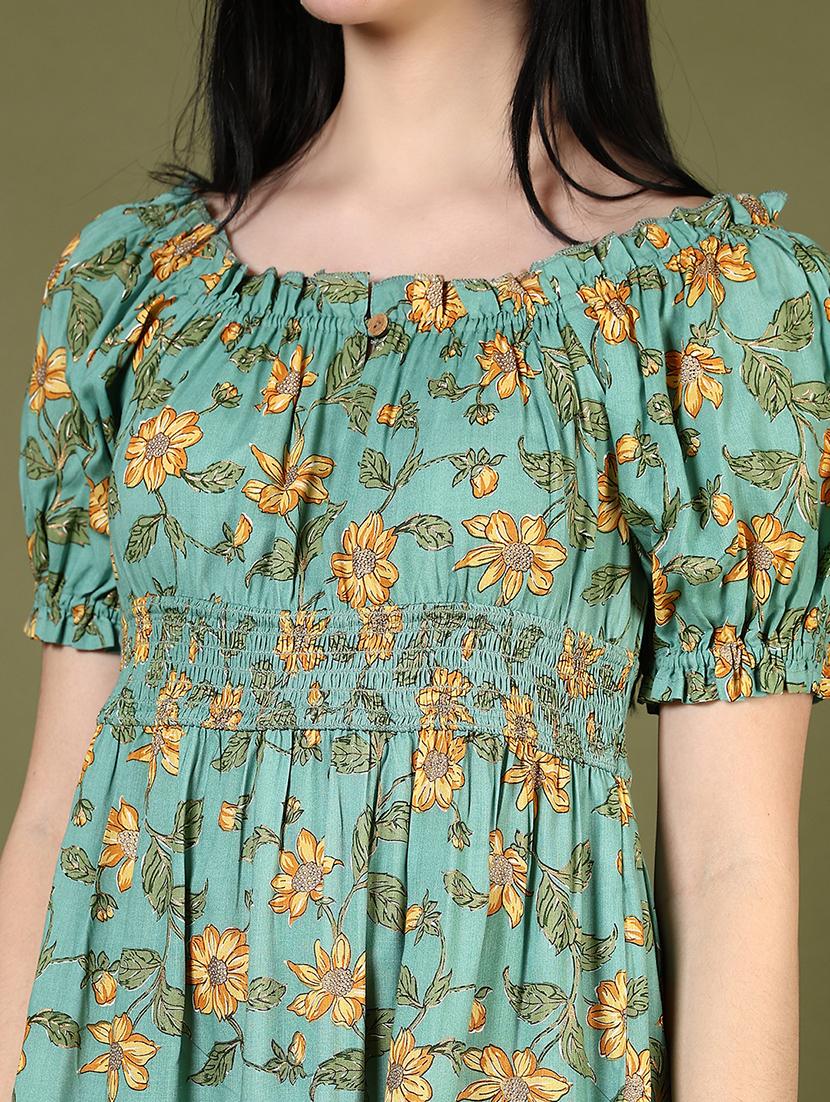 women floral printed puff sleeve tiered dress - 21907511 - Standard Image - 5