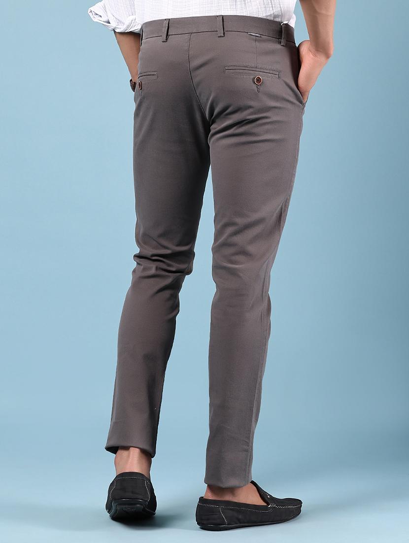 men solid md rise flat front casual chinos - 21907546 - Standard Image - 3