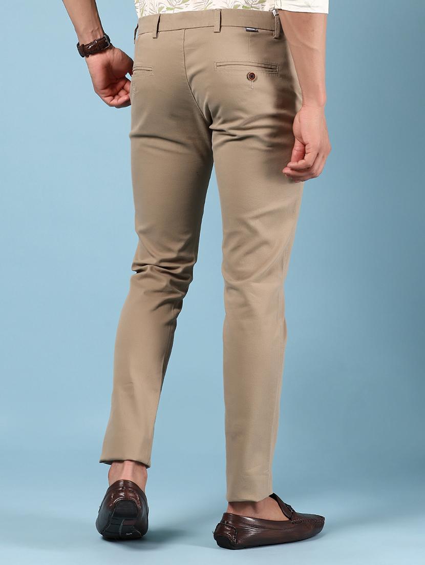 men solid md rise flat front casual chinos - 21907548 - Standard Image - 3