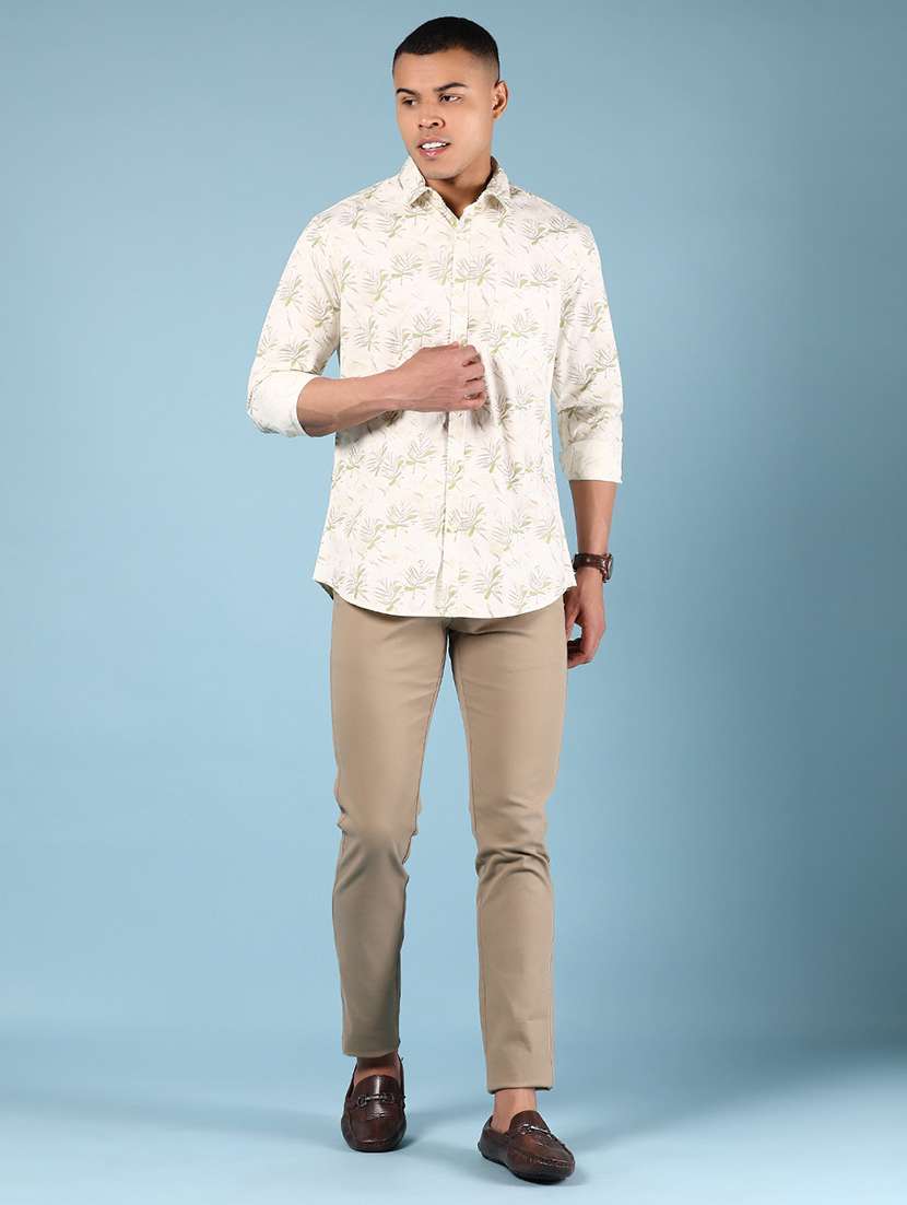 men solid md rise flat front casual chinos - 21907548 - Standard Image - 5