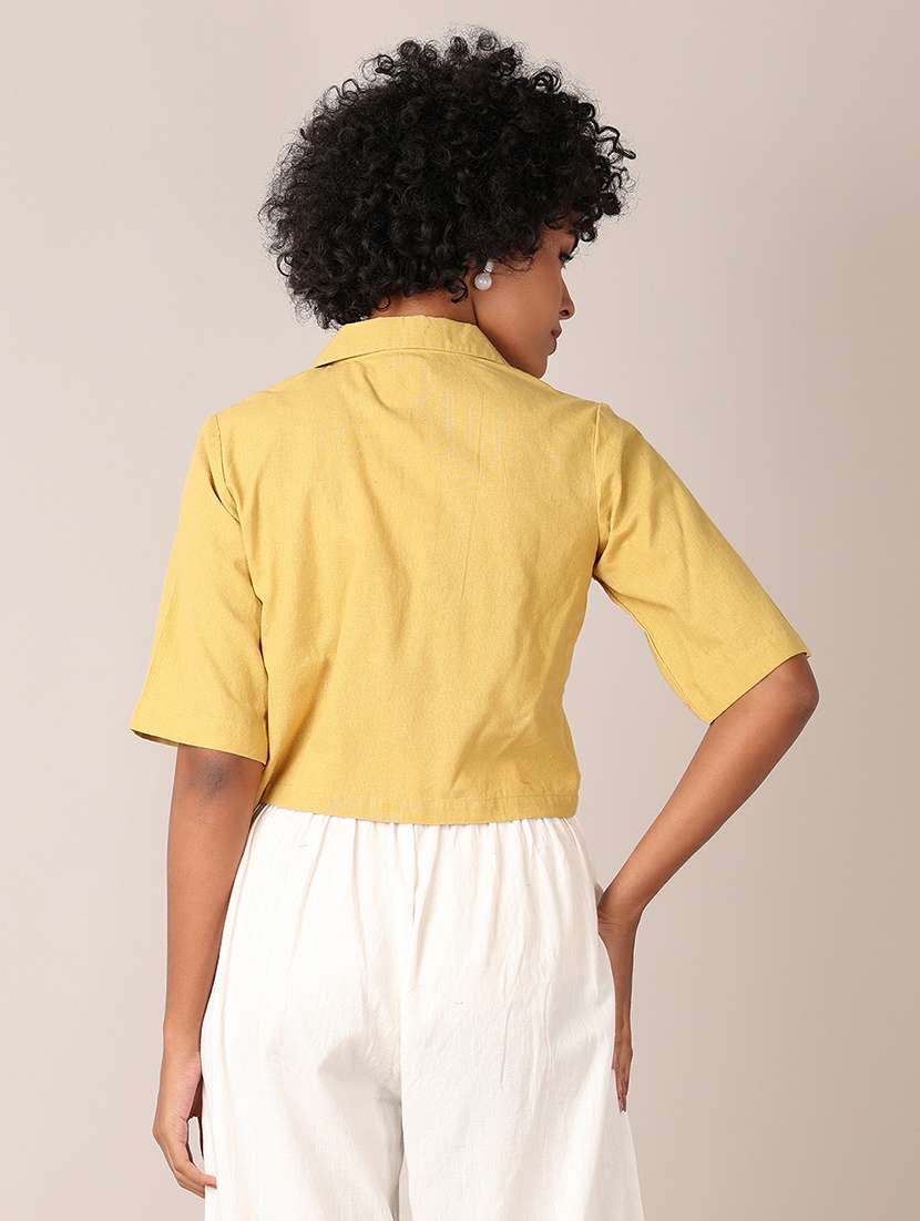 women embroidered short sleeve crop top - 21907576 -  Standard Image - 3